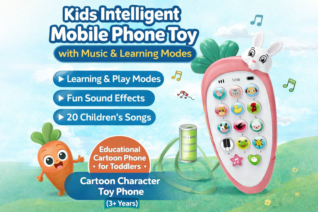 Kids Intelligent Mobile Phone Toy with Music & Learning Modes | Educational Cartoon Phone for Toddlers