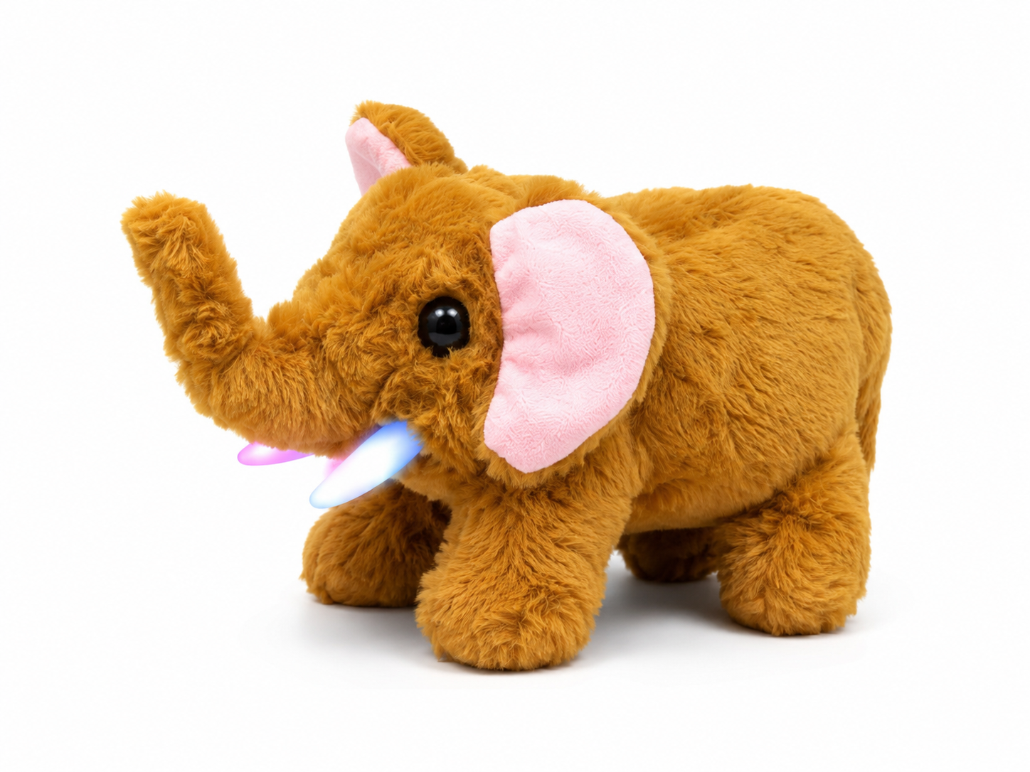 🐘 Fur Elephant Toy with LED Lights & Sound