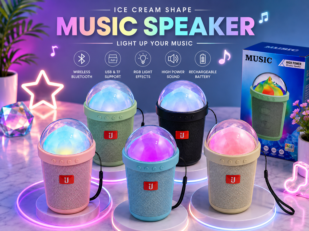 Ice Cream Shape RGB Music Speaker 🍦🔊
