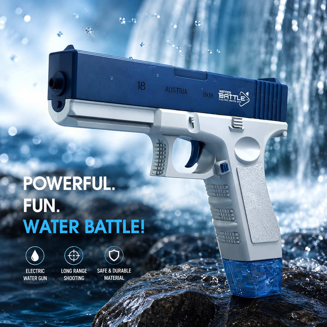 Electric Water Battle Gun – USB Rechargeable Automatic Water Blaster for Kids &amp; Adult
