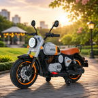 Kids Electric Ride-On Motorcycle with LED Lights, Music & Training Wheels