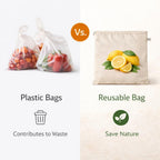 Reusable Fridge Storage Bags – Pack of 10 Cotton Fruit & Vegetable Organizer Pouches