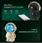 Astronaut Bluetooth Speaker – Wireless Portable Spaceman Music Player with LED Night Light – Mini Desktop Decor for Kids, Teens, and Space Lovers