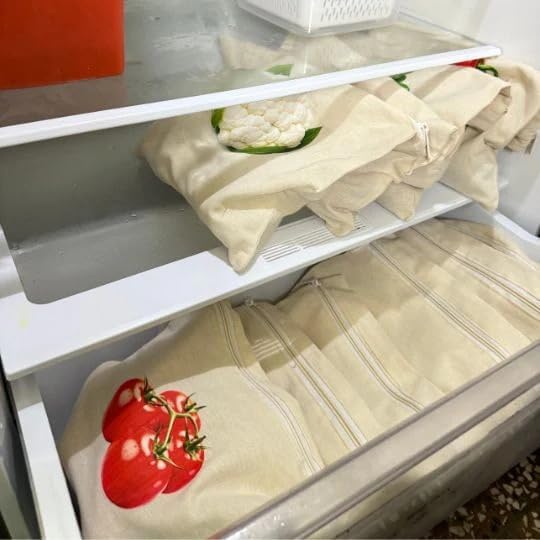 Reusable Fridge Storage Bags – Pack of 10 Cotton Fruit & Vegetable Organizer Pouches