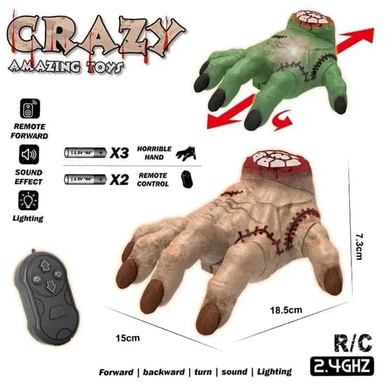 Bring spooky fun to playtime with the RC Crazy Walking Zombie Hand Toy!