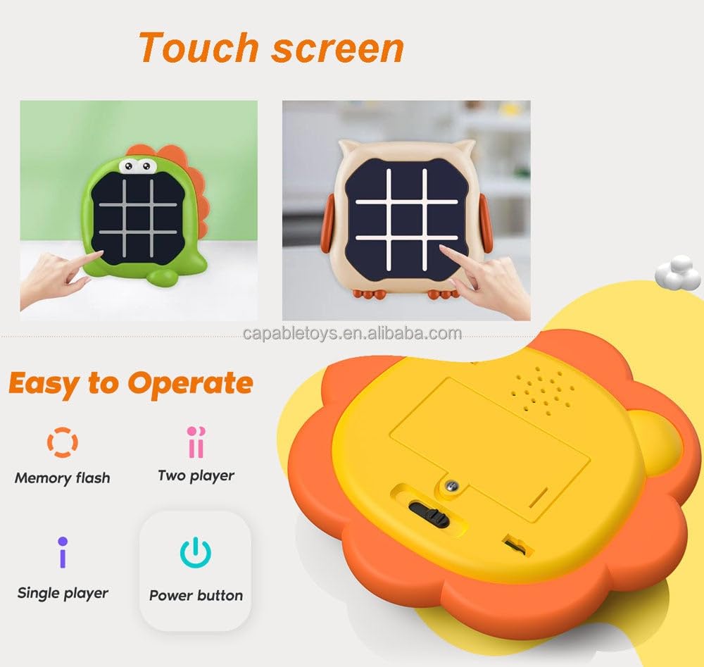 Tic Tac Toe Game, Animal-Themed 2-in-1 Handheld Puzzle Game Console