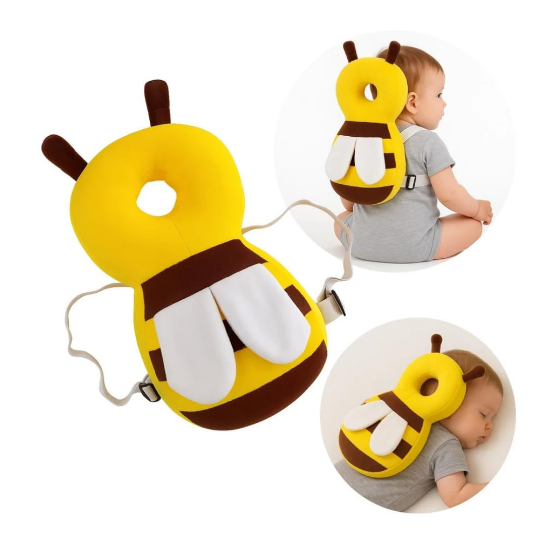 Baby Head Protector Cushion Backpack – Bee Design | Soft Anti-Fall Safety Pillow