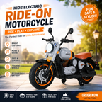 Kids Electric Ride-On Motorcycle with LED Lights, Music & Training Wheels