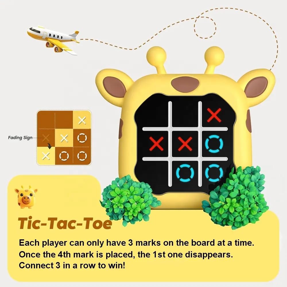 Tic Tac Toe Game, Animal-Themed 2-in-1 Handheld Puzzle Game Console