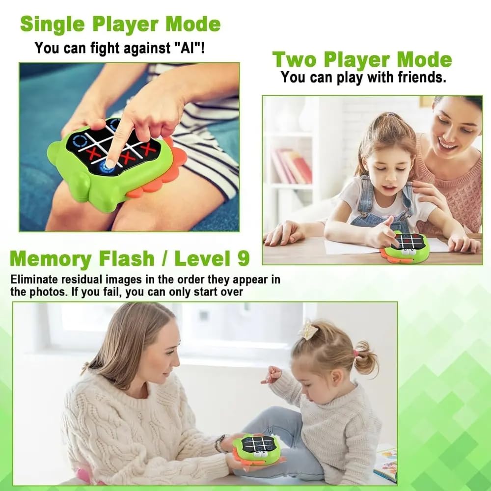 Tic Tac Toe Game, Animal-Themed 2-in-1 Handheld Puzzle Game Console
