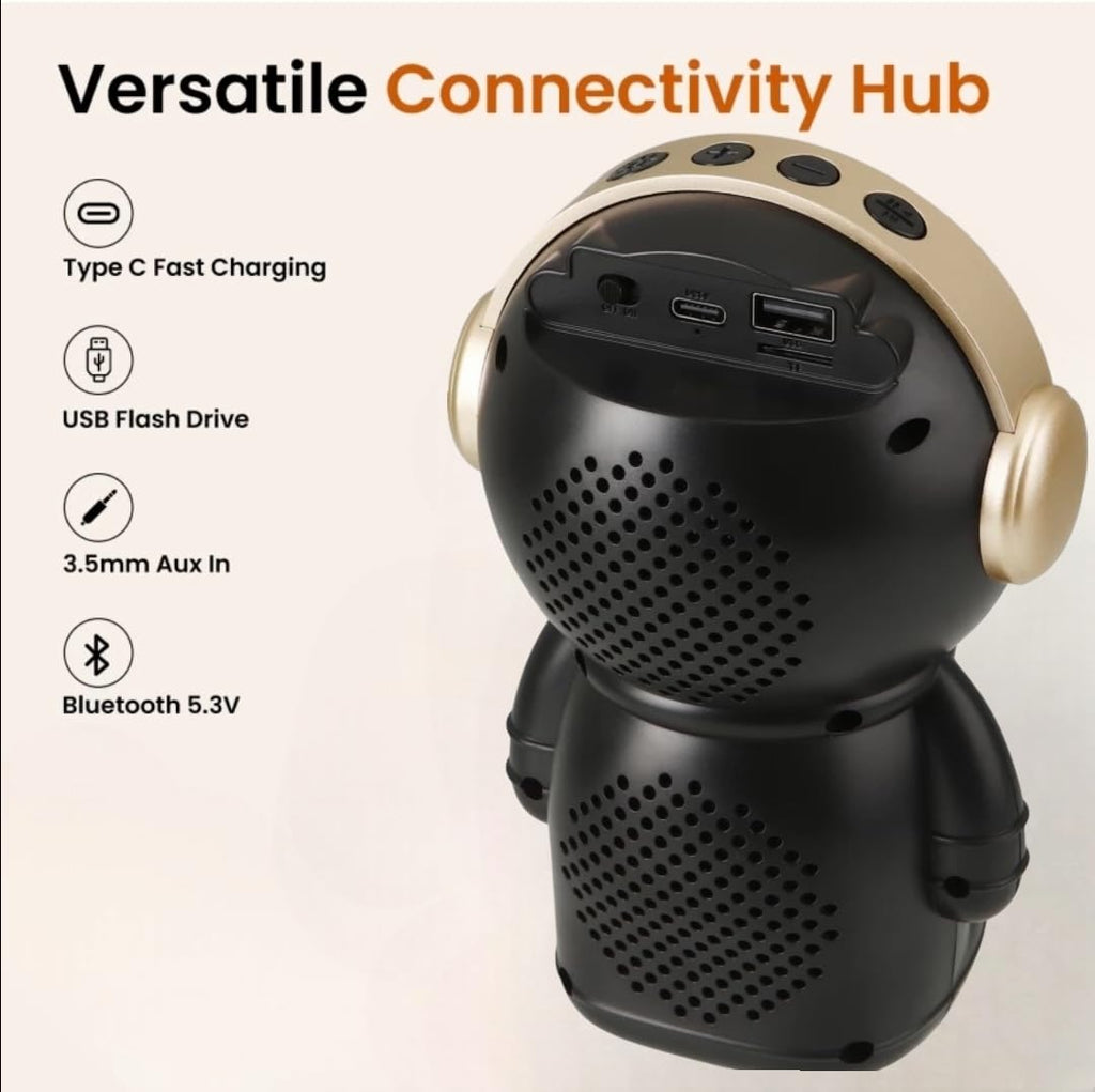 Astronaut Bluetooth Speaker – Wireless Portable Spaceman Music Player with LED Night Light – Mini Desktop Decor for Kids, Teens, and Space Lovers