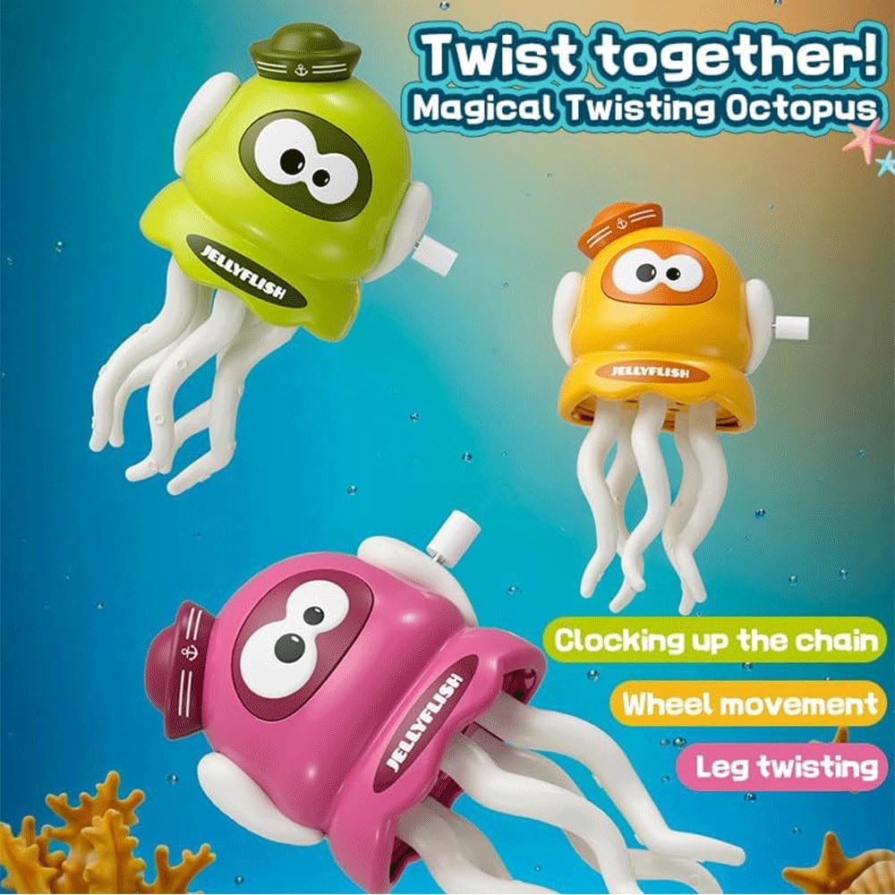 Wind-Up Jellyfish Twist Toy – No Battery Required, Fun Wiggling Action for Kids