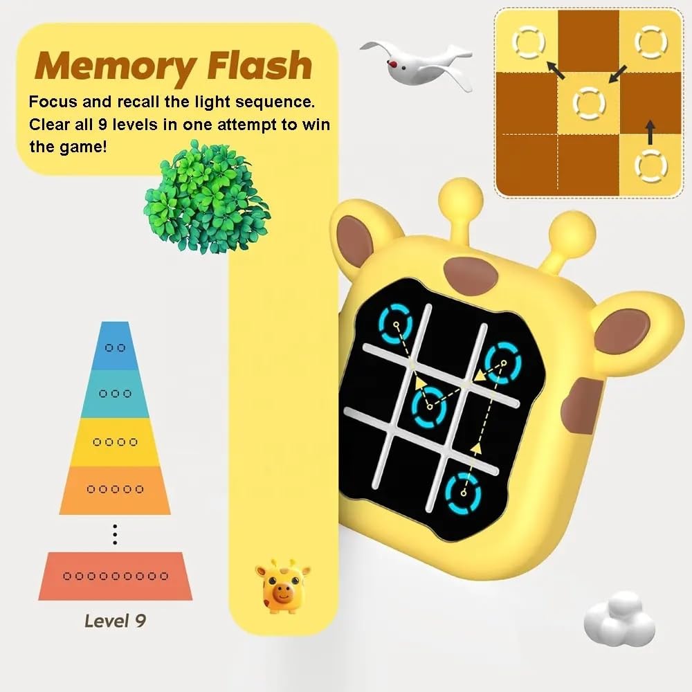 Tic Tac Toe Game, Animal-Themed 2-in-1 Handheld Puzzle Game Console