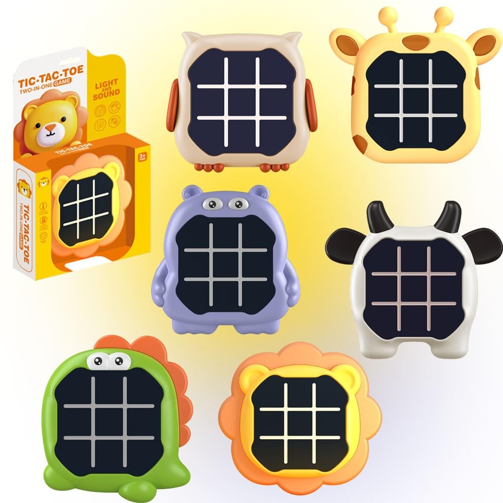 Tic Tac Toe Game, Animal-Themed 2-in-1 Handheld Puzzle Game Console