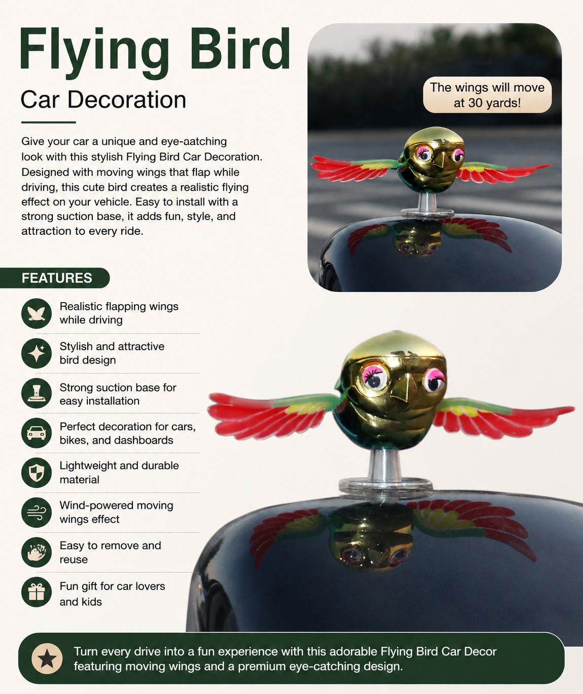 Flying Bird Car & Bike Decor 🚗🏍️🐦