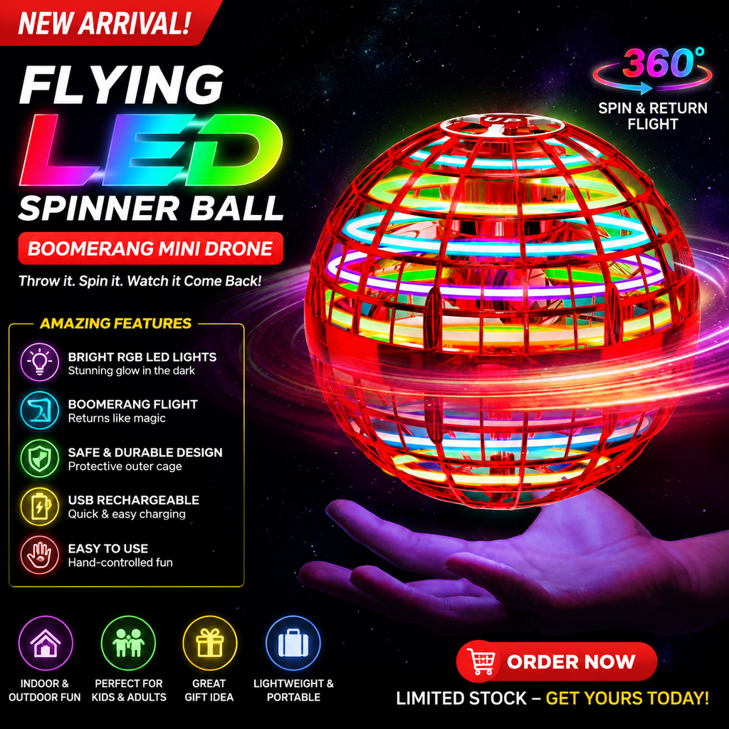 Flying LED Spinner Ball Toy – Boomerang Mini Drone