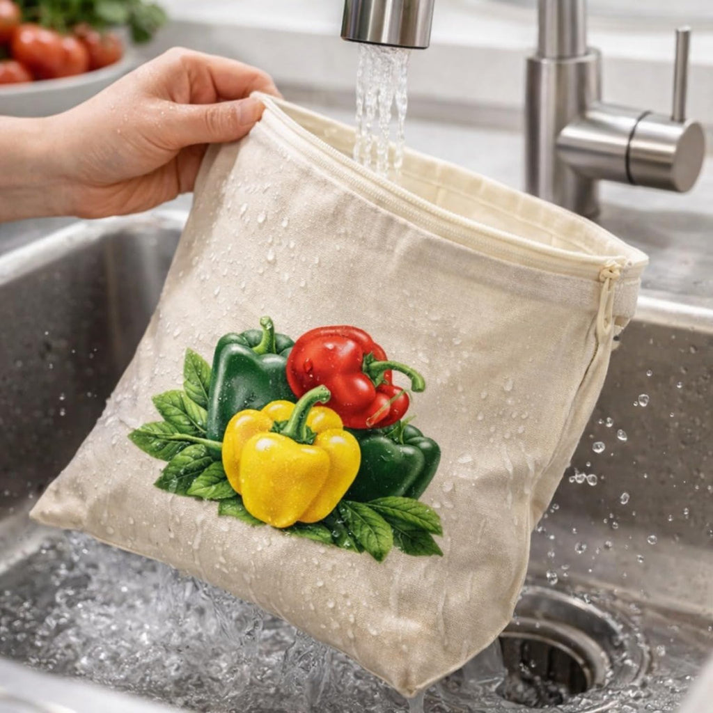 Reusable Fridge Storage Bags – Pack of 10 Cotton Fruit & Vegetable Organizer Pouches