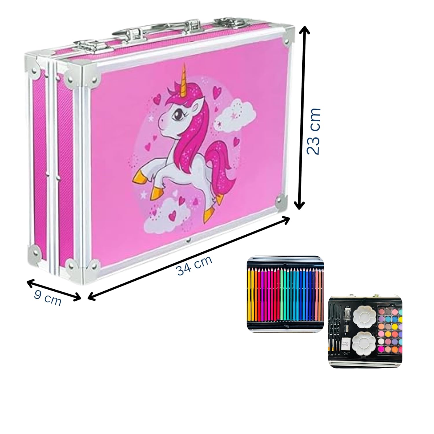 145 Pieces Drawing Kit with Colour Pencils, Oil Pastels, Paint Brushes, Unicorn Theme Art Set