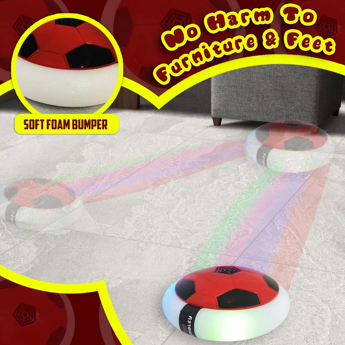 Air Football Toy Hover Soccer Ball Floating Soft Foam Bumper With LED Lights Hoverball