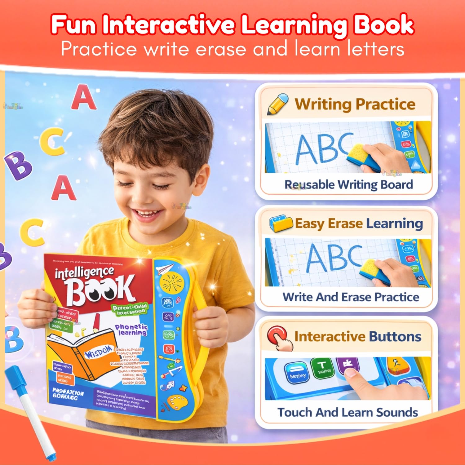 Interactive Intelligence Learning Book for Kids with Sound & Phonics (Ages 3+)