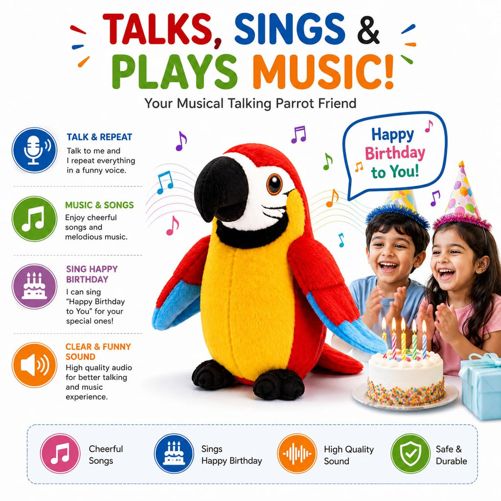 Talking Parrot Plush Toy – Repeats What You Say! 🦜