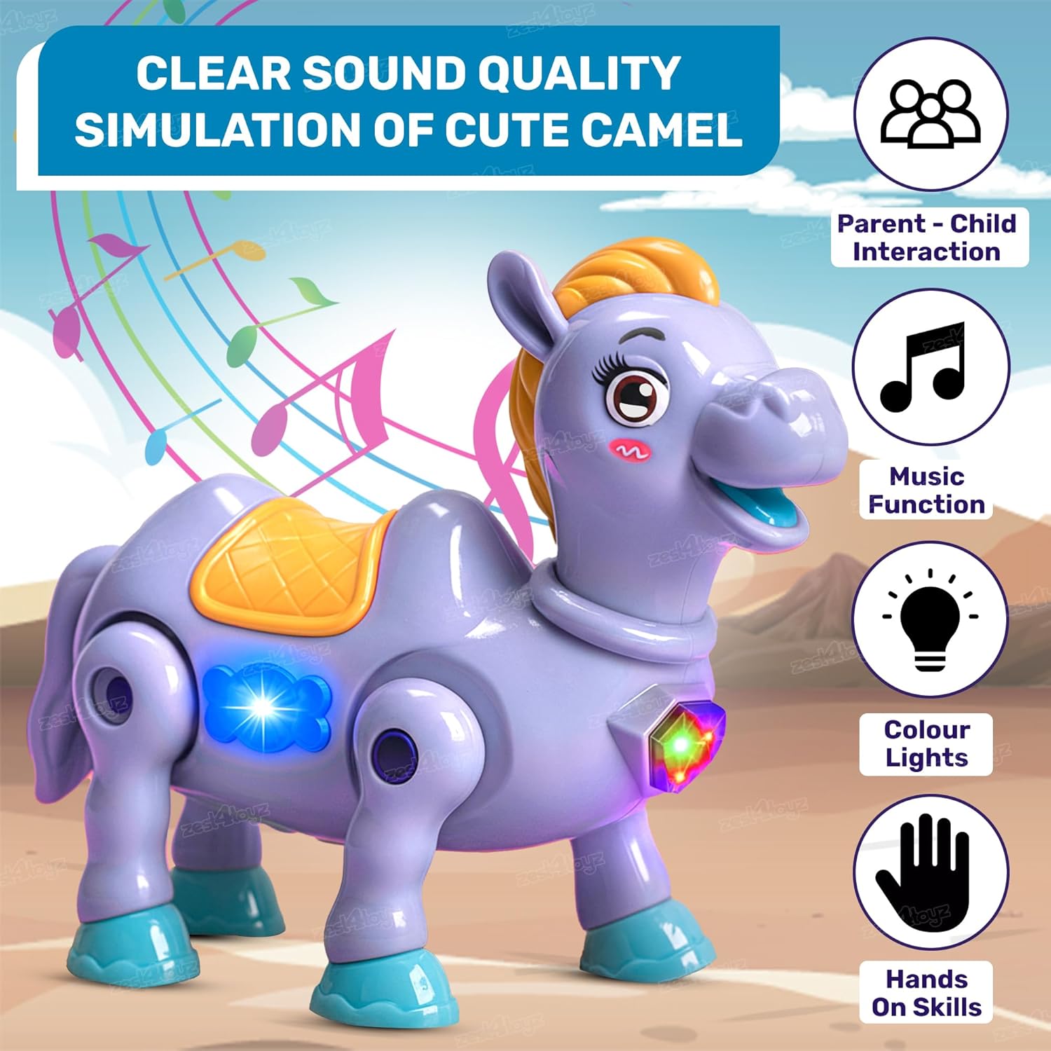 Musical Crawling Camel Toy with Lights & Sounds for Babies