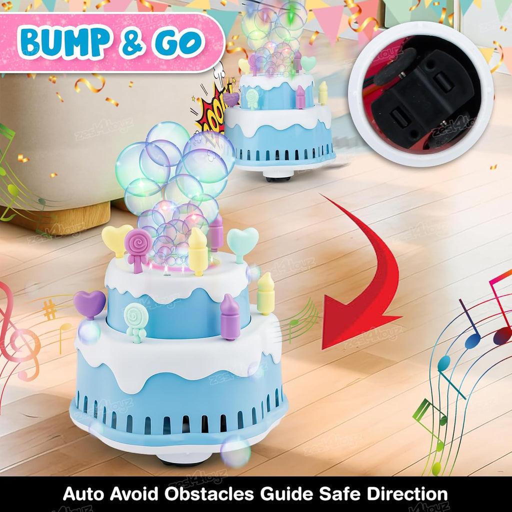 Musical Bubble Cake Toy with Lights, Rotating Action & Bump and Go