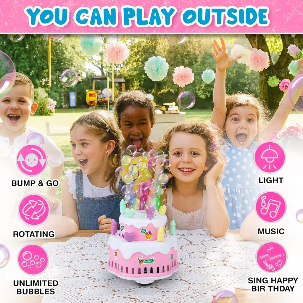 Musical Bubble Cake Toy with Lights, Rotating Action & Bump and Go