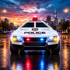 Futuristic Police Car Toy with Flashing Lights