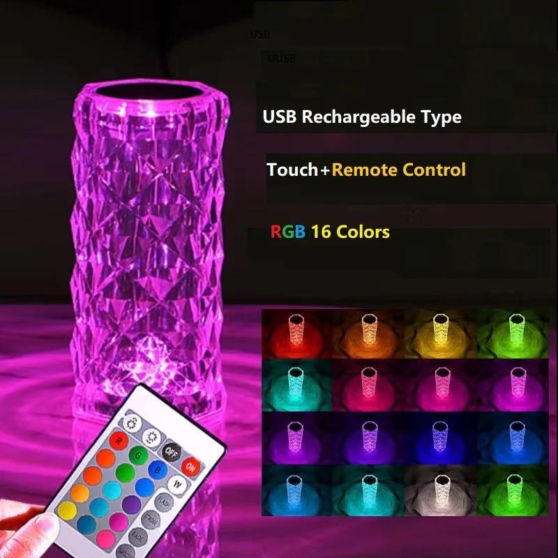 Crystal RGB Diamond Touch Lamp with Remote