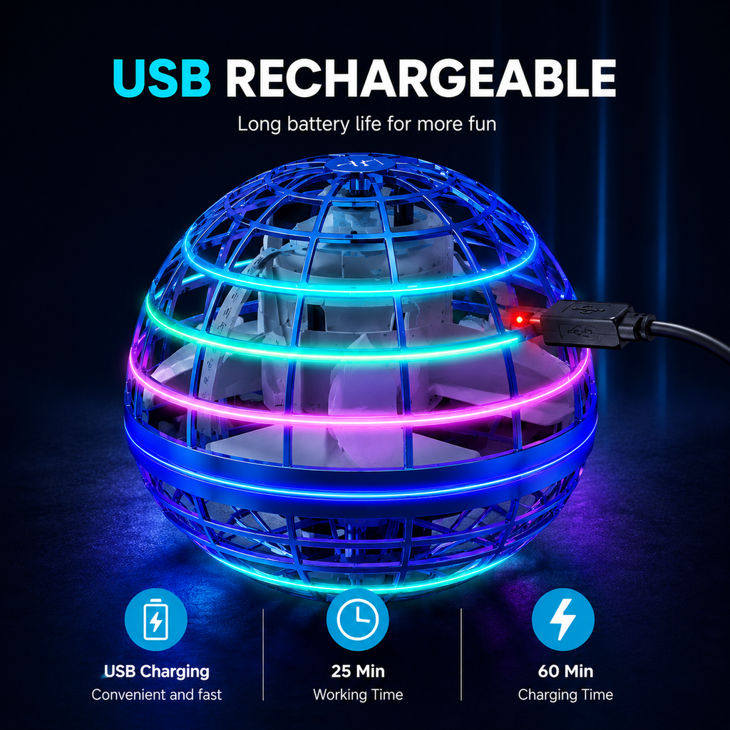 Flying LED Spinner Ball Toy – Boomerang Mini Drone