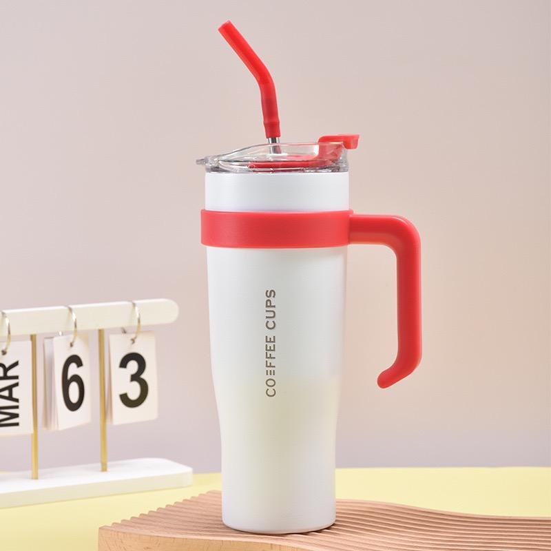 Multi-Color Insulated Coffee Tumbler with Handle & Straw