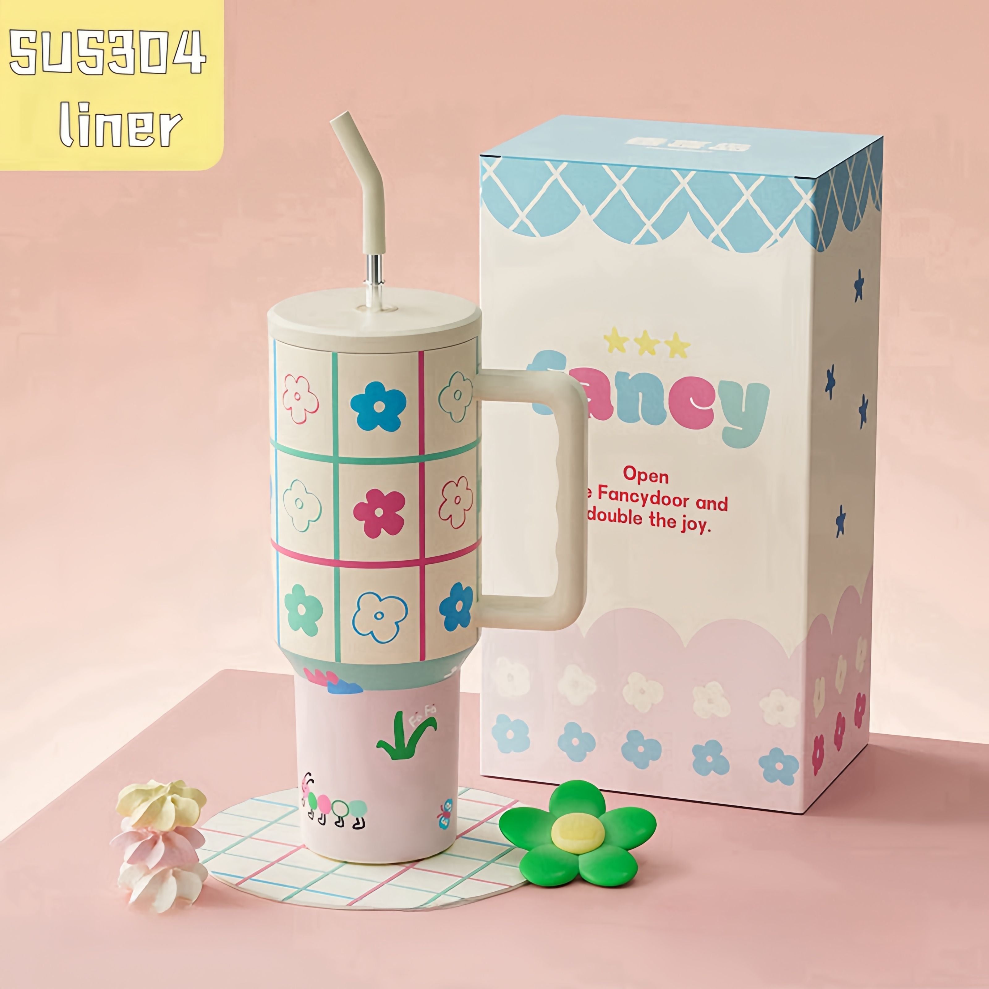 Cute Cat Print Handheld  Mug with Lid & Handle 🐾☕