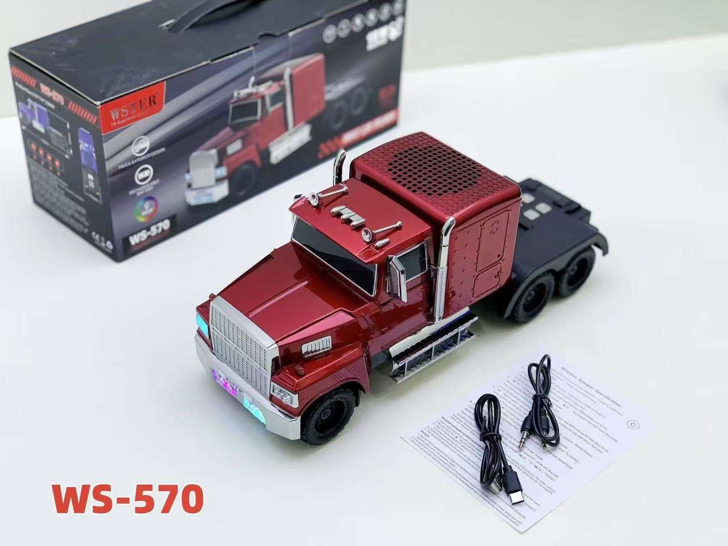 Retro Truck Model Bluetooth Replica Speaker – Portable HD Sound, TWS Stereo,FM Radio,LED Party Lights,Built-in Microphone Hands-Free,Surprise Portable Gift for Car Enthusiasts(Red)