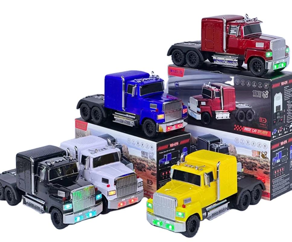 Retro Truck Model Bluetooth Replica Speaker – Portable HD Sound, TWS Stereo,FM Radio,LED Party Lights,Built-in Microphone Hands-Free,Surprise Portable Gift for Car Enthusiasts(Red)