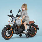 Kids Electric Ride-On Motorcycle with LED Lights, Music & Training Wheels