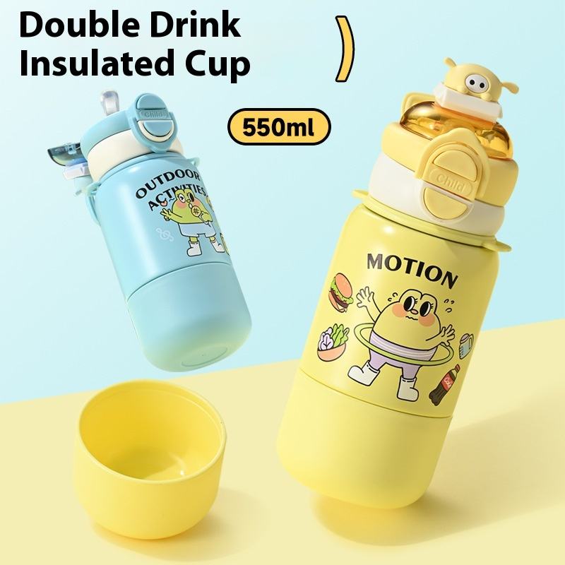 Cute Insulated Kids Water Bottle – Available in Four Fun Colors (Porcelain White, Cool Blue, Heartbeat Pink & Brilliant Yellow)