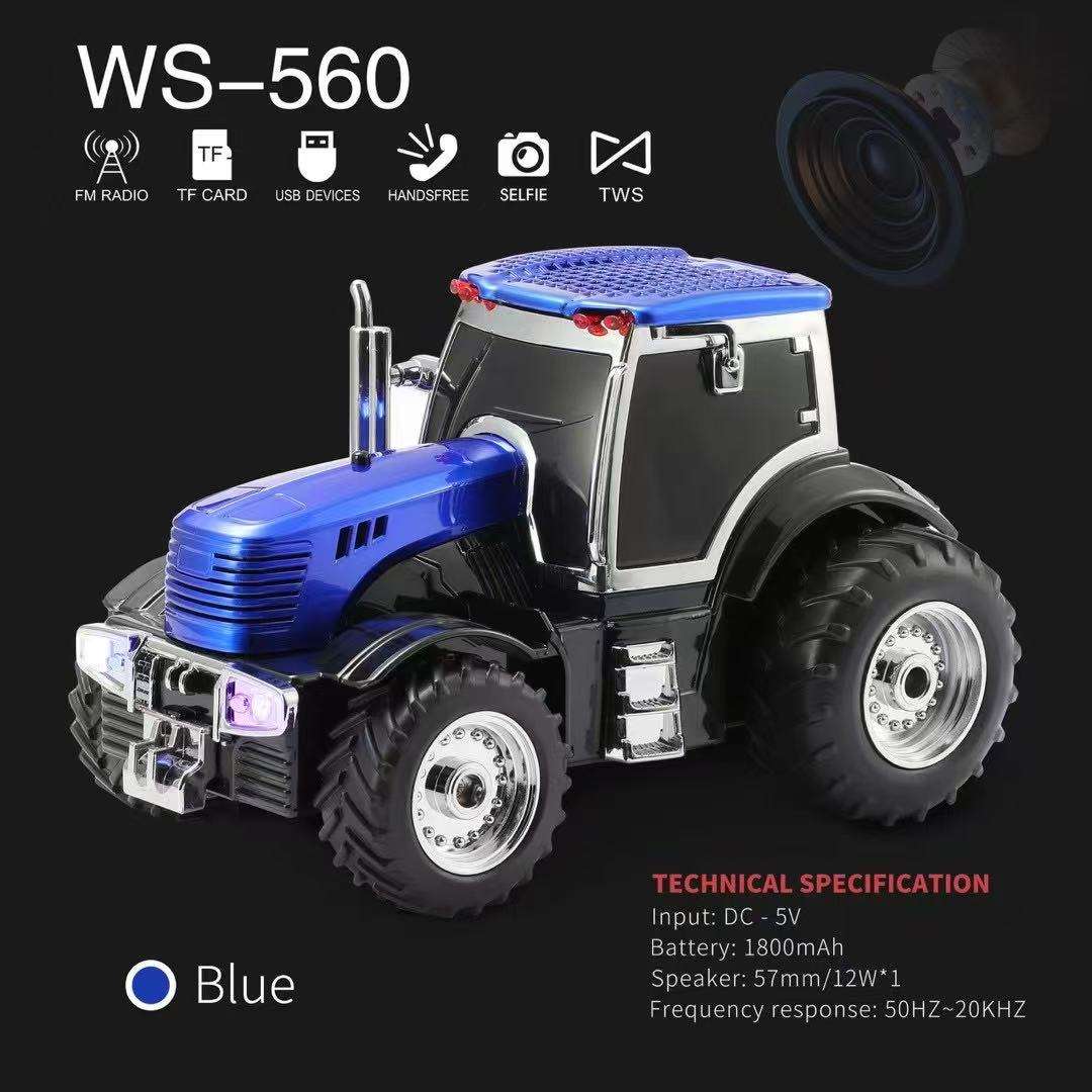 WS-560 12W Tractor Shape Wireless Bluetooth Speaker with LED Lights & Rechargeable Battery