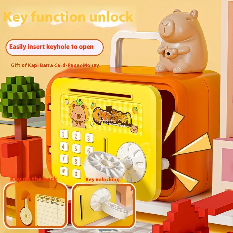 Large-Capacity Safe Plastic Piggy Bank in Box Shape Exclusive Access Savings Gift with Password Entry for Boys and Girls