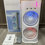 Portable Double-Ended Spray Cooling Fan with Remote Control, Mist & LED Lights