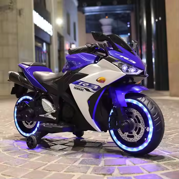 Kids Electric Ride-On Sports Bike with LED Lights & Training Wheels