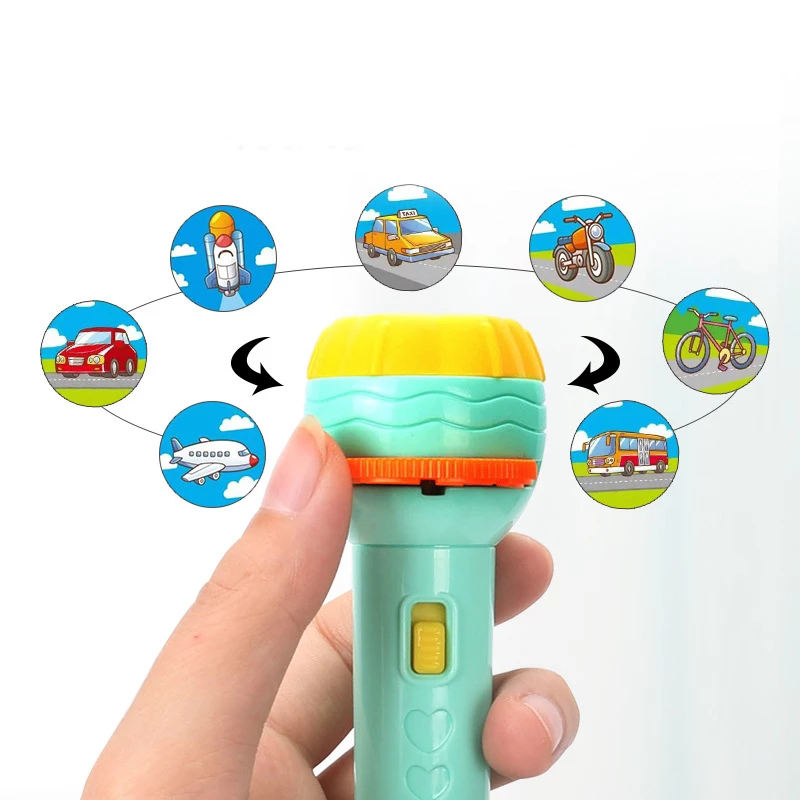 Kids Cartoon Projection Torch Light with Interchangeable Slides