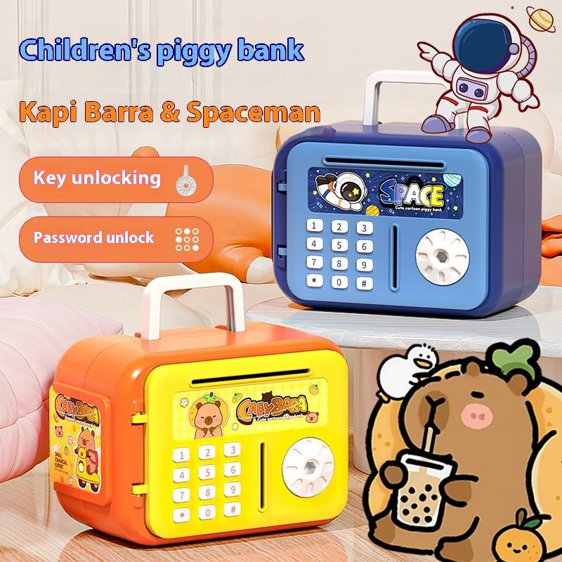 Large-Capacity Safe Plastic Piggy Bank in Box Shape Exclusive Access Savings Gift with Password Entry for Boys and Girls
