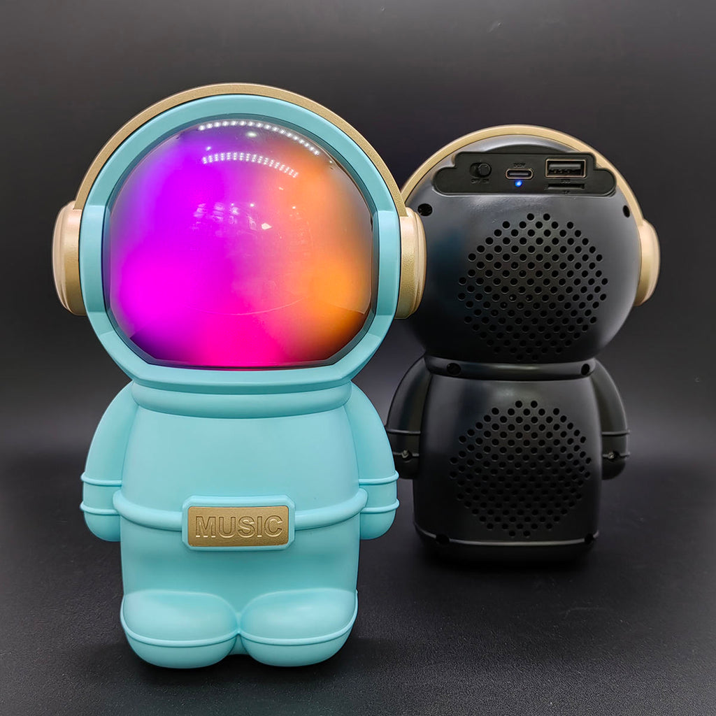 Astronaut Bluetooth Speaker – Wireless Portable Spaceman Music Player with LED Night Light – Mini Desktop Decor for Kids, Teens, and Space Lovers