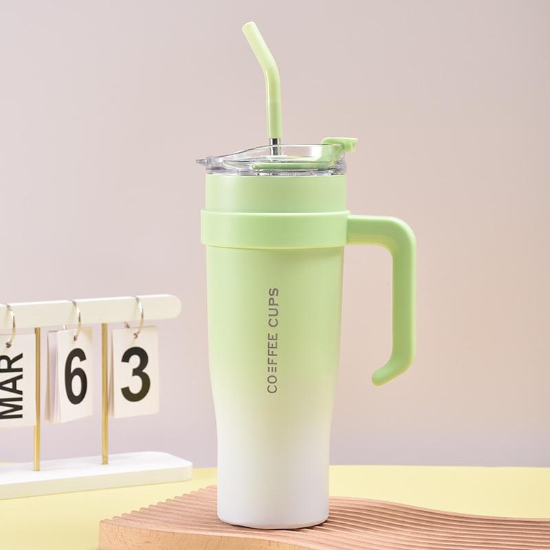 Multi-Color Insulated Coffee Tumbler with Handle & Straw