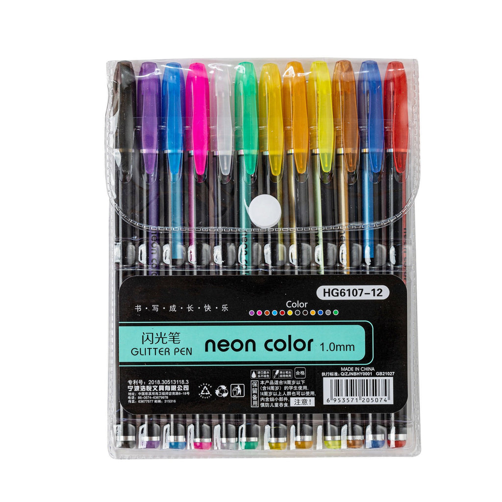 12 Color Neon Gel Ink Pen Set 1mm