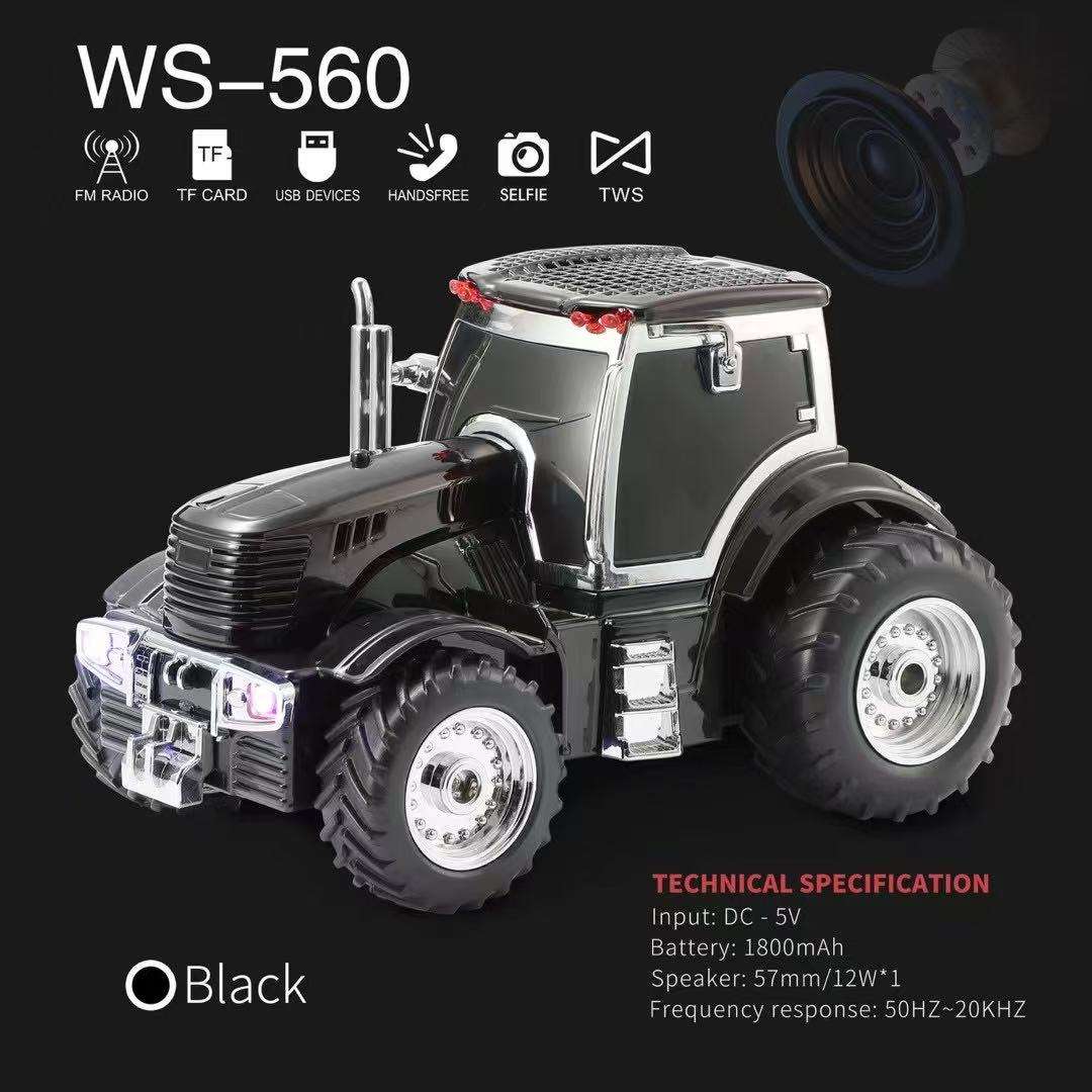 WS-560 12W Tractor Shape Wireless Bluetooth Speaker with LED Lights & Rechargeable Battery