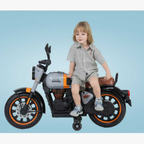Kids Electric Ride-On Motorcycle with LED Lights, Music & Training Wheels