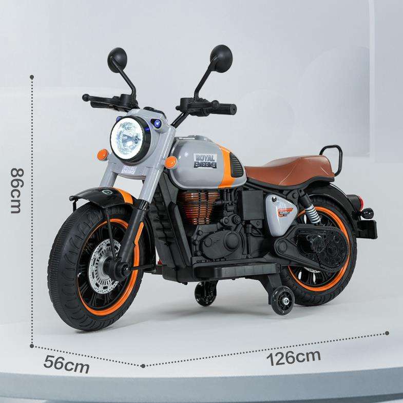 Kids Electric Ride-On Motorcycle with LED Lights, Music & Training Wheels
