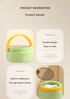 Quirk Stainless Steel Insulated Lunch Box - 900ml Three-Layer Portable Bento Box with Lid for Office Workers & Students